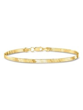 14K Gold Herringbone Bracelet—3mm chain size—7 inch, lobster clasp